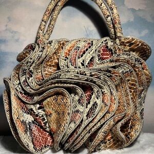 RARE Vintage 90’s Chicos Reptile Ruffle Purse (Multicolor)
